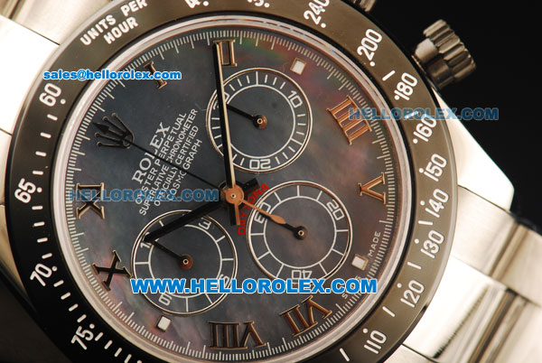 Rolex Daytona Chronograph Swiss Valjoux 7750 Automatic Movement Steel Case with MOP Dial and Black Bezel - Click Image to Close